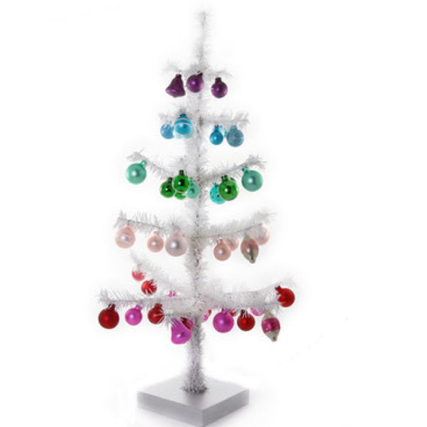 Med White Tinsel Tree