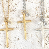 Cross necklace with rustic pearl