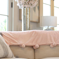 Cozy Pom Pom Throw   Light Pink   50x60