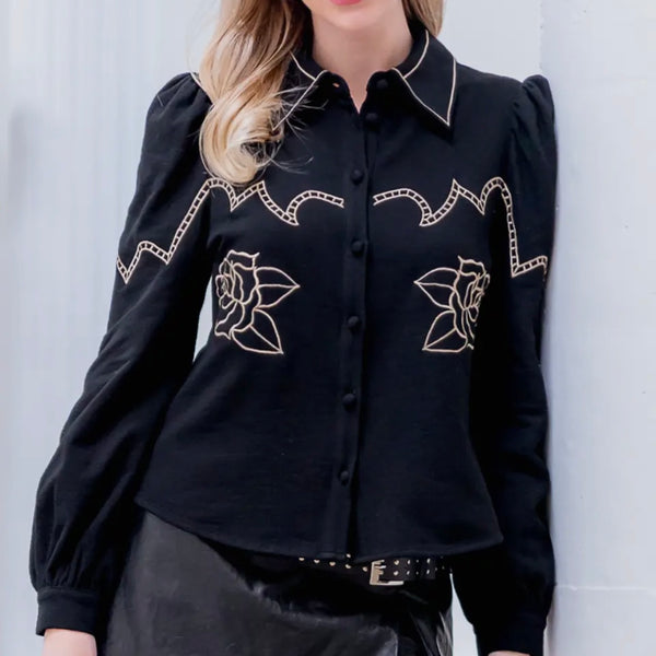 Rose Embroidered Shirt