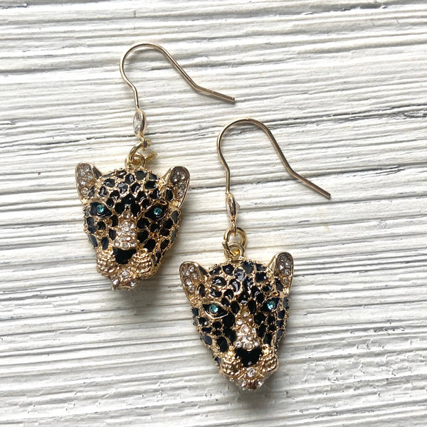 Vintage inspired cheetah earrings