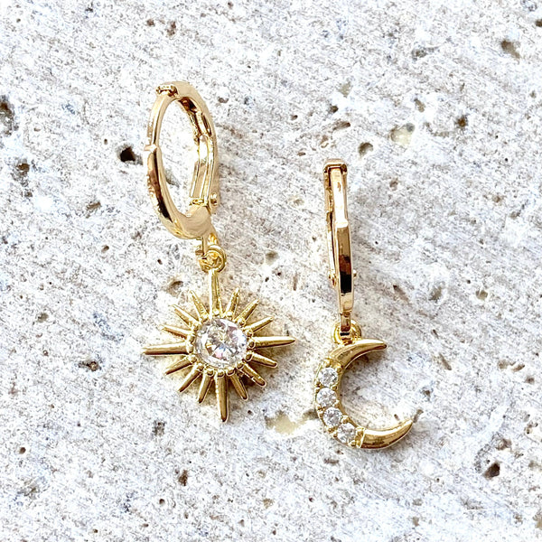 Sun moon celestial earrings