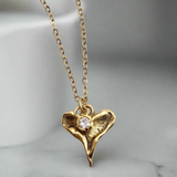 Hammered heart charm necklace 