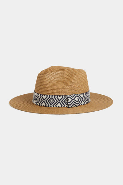 Straw hat w tapestry band