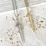 Spike necklace clear crystals stainless steel non tarnish