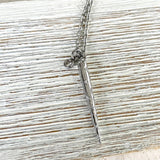Spike necklace clear crystals stainless steel non tarnish