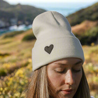 Heart Cuffed Beanie-White