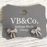 Bow stud earrings with crystals  