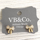 Bow stud earrings with crystals  