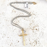 Cross necklace with rustic pearl