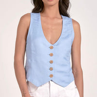 Blue Linen Vest