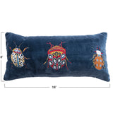 Cotton Velvet Embroidered Lumbar Pillow w/ Beetles