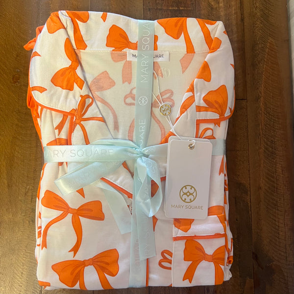 Charlotte Bow PJs Orange/White