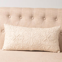 Ivory Embroidered Lumbar Pillow