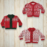 Fair Isle Knit Baby Sweater, 3 Styles (0-3M, 3-6M, 6-9M)