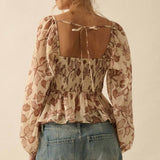 Velvet-Trim Babydoll Top
