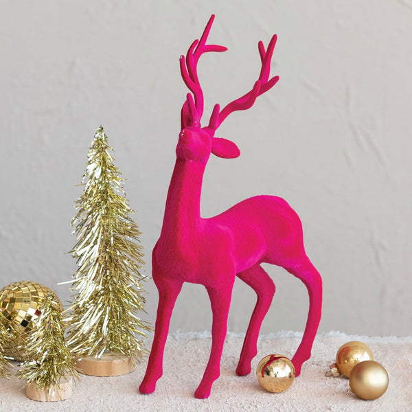 Hot Pink Flocked Deer