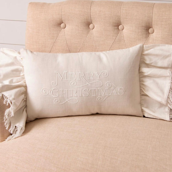 White Merry Christmas Pillow