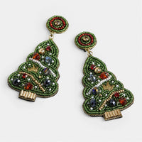 Beaded Christmas Tree Earrings