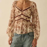 Velvet-Trim Babydoll Top