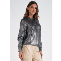 Silver Foil Knit Hoodie