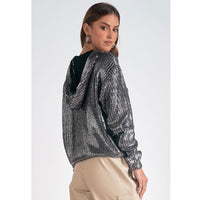 Silver Foil Knit Hoodie