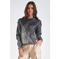 Silver Foil Knit Hoodie