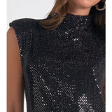 Embellished Mock Neck Top