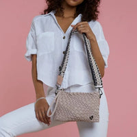 Charlotte Woven Crossbody/Dusty Pink