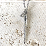 Spike necklace clear crystals stainless steel non tarnish