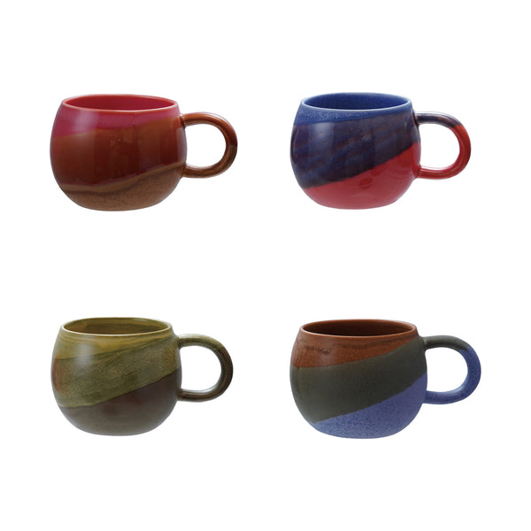 16 oz. Stoneware Mug, Reactive Glaze, 4 Colors (Each One Will Vary)