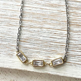 Layering necklace - crystal rectangle stones