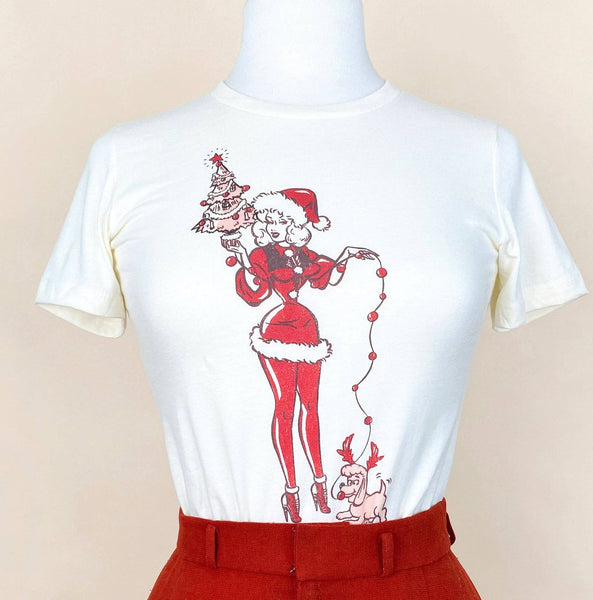 Santa's Lil' Helper Fitted Tee in Ivory