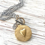 Cross heart reversible necklace