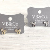 Bow stud earrings with crystals  