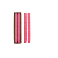 10"H Unscented Hobnail Taper Candles in Box, Pink, Set of 2