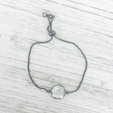 Silver Crystal Quartz Slider Charm Bracelet