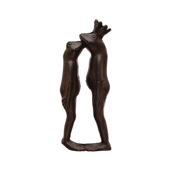 Cast Iron Kissing Frog Prince, Distressed Brown