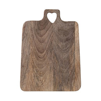 Mango Wood Cheese/Cutting Board with Heart Cut-Out Handle, Natural