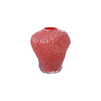 Glass Strawberry Shaped Vase, Opaque Pink
