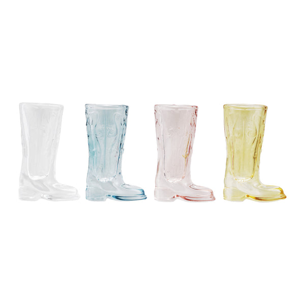Glass Cowboy Boot Shaped Mini Vase/Shot Glass, 4 Colors