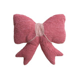 16"L x 16"H Woven Cotton Chenille Bow Shaped Pillow with Cotton Back, Pink & Light Pink