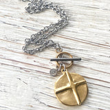 Cross heart reversible necklace
