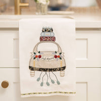 Just Married Neutral Car Tea Towel