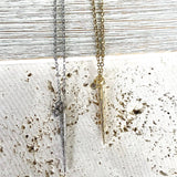 Spike necklace clear crystals stainless steel non tarnish