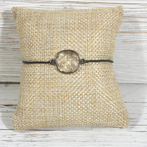 Silver Crystal Quartz Slider Charm Bracelet