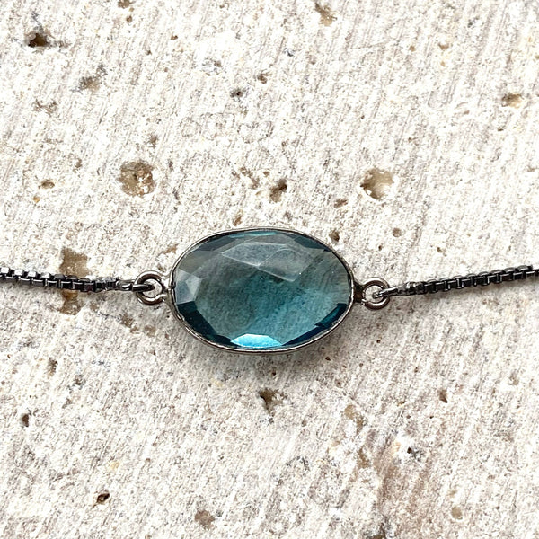 Blue topaz slider bracelet