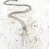 Cross necklace with rustic pearl