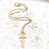 Cross necklace with rustic pearl