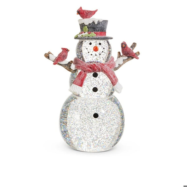 12 Lighted Snowman with Silver Swirling Glitter